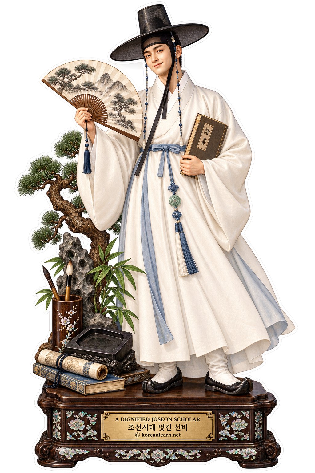 # 🇺🇸 Joseon Dynasty Scholar Gentleman Masterpiece Sticker – Traditional Korean Seonbi Art  # 🇰🇷 조선시대 멋진 선비 걸작 스티커 – 한국 전통 선비 문화와 풍류를 담은 아트 스티커