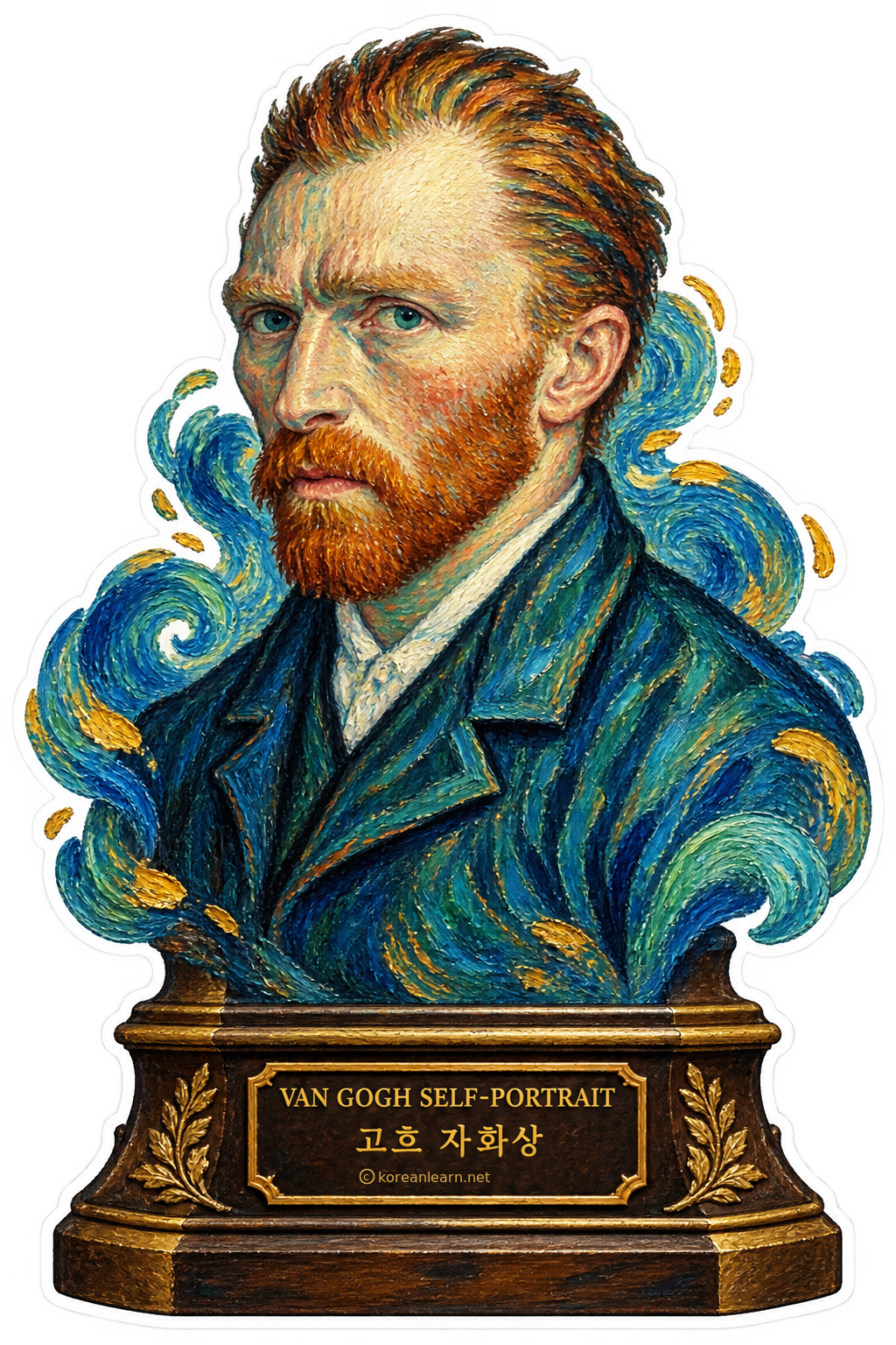 # Vincent van Gogh Self-Portrait Transparent Sticker – Iconic Post-Impressionist Portrait Clear Art Sticker  # 빈센트 반 고흐 자화상 투명 스티커 – 강렬한 붓질과 색채를 담은 후기인상주의 명화 클리어 스티커