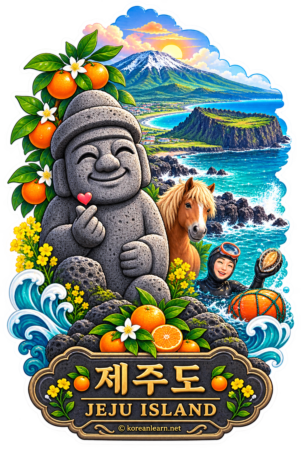 # 제주도 투명 스티커 | Jeju Island Transparent Sticker | 済州島透明ステッカー | 济州岛透明贴纸