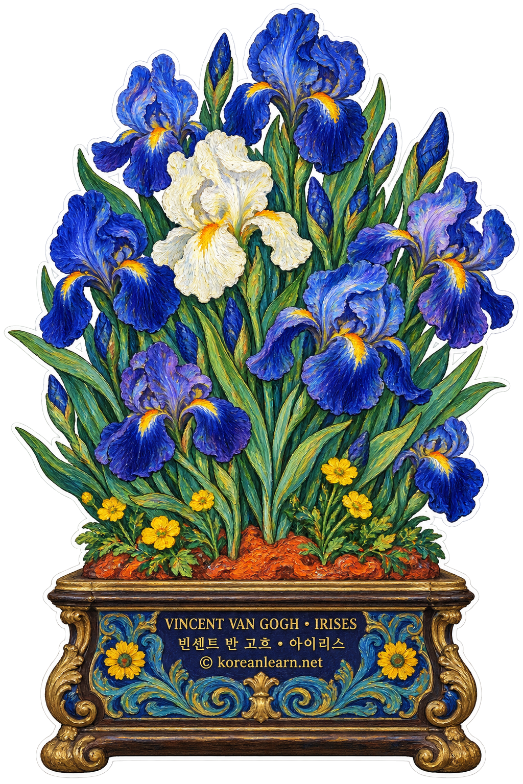 # Vincent van Gogh Irises Transparent Sticker – Elegant Clear Art Sticker Inspired by a Post-Impressionist Masterpiece  # 빈센트 반 고흐 아이리스 투명 스티커 – 후기인상주의 명작의 감성을 담은 클리어 아트 스티커