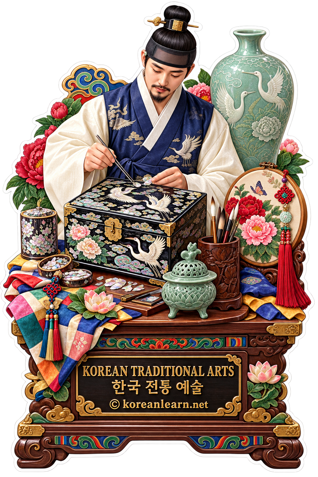 # 한국 전통 공예예술 걸작 투명 스티커 | Korean Traditional Craft Art Masterpiece Transparent Sticker | 韓国伝統工芸芸術の傑作 透明ステッカー | 韩国传统工艺艺术杰作透明贴纸